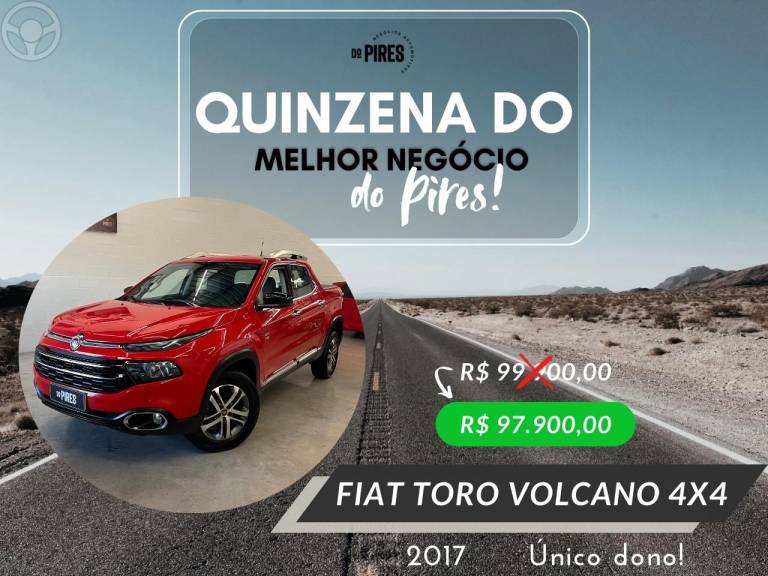 FIAT - TORO 2.0 16V TURBO DIESEL VOLCANO 4WD AUTOMÁTICO - 2016/2017 - VERMELHA - R$ 97.900,00