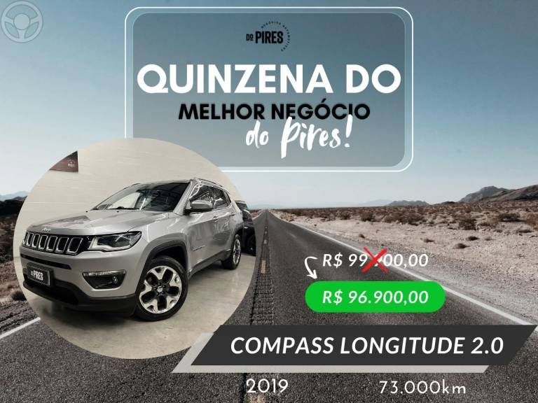 JEEP - COMPASS 2.0 16V FLEX LONGITUDE AUTOMÁTICO - 2018/2019 - PRATA - R$ 96.900,00