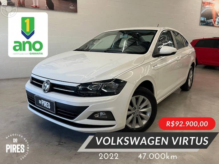 VOLKSWAGEN - VIRTUS 1.0 200 TSI COMFORTLINE AUTOMÁTICO - 2022/2022 - BRANCA - R$ 92.900,00