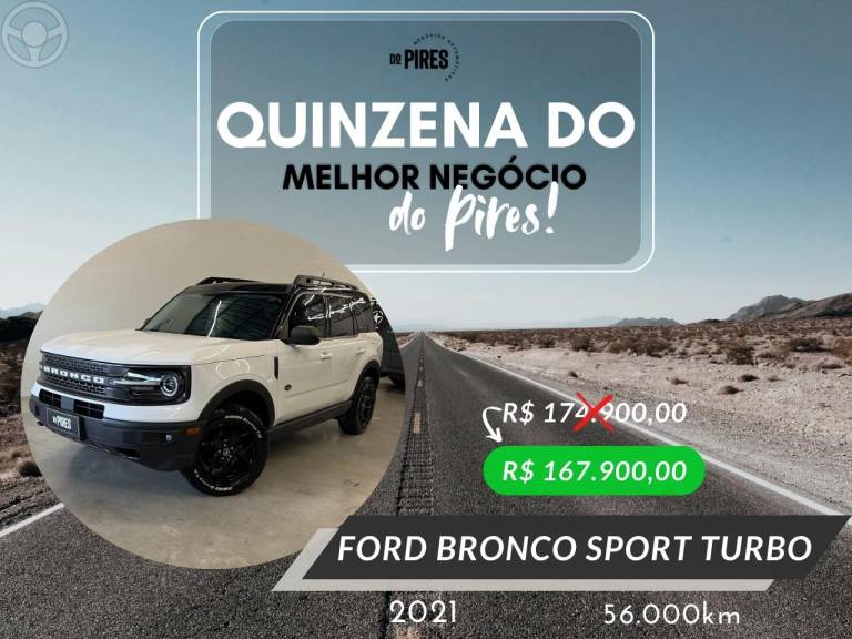 FORD - BRONCO 2.0 SPORT WILDTRACK ECOBOOST 16V TURBO 4P AUTOMÁTICA - 2021/2021 - BRANCA - R$ 174.900,00