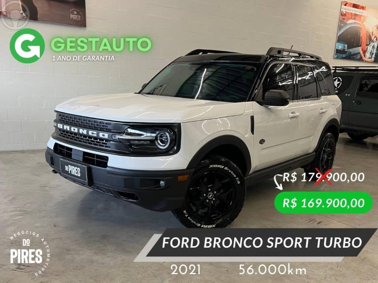 FORD - BRONCO 2.0 SPORT WILDTRACK ECOBOOST 16V TURBO 4P AUTOMÁTICA - 2021/2021 - BRANCA - R$ 169.900,00