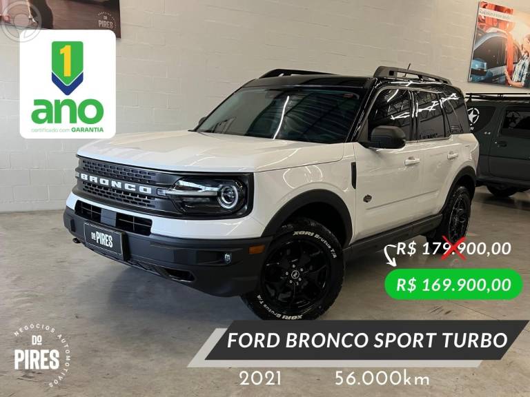 FORD - BRONCO 2.0 SPORT WILDTRACK ECOBOOST 16V TURBO 4P AUTOMÁTICA - 2021/2021 - BRANCA - R$ 169.900,00