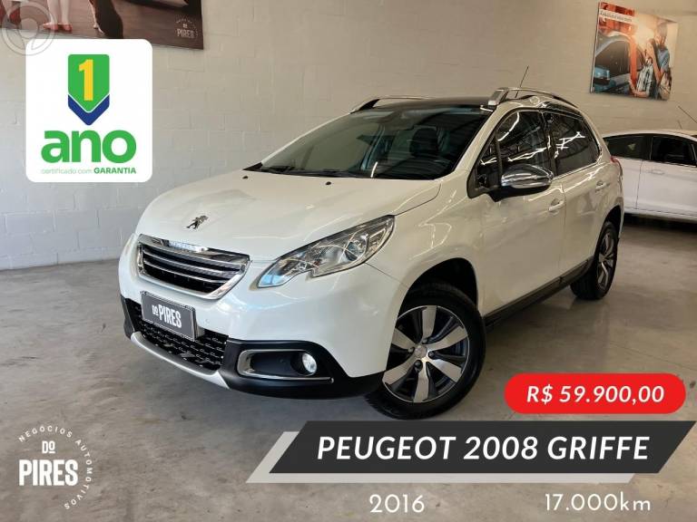 PEUGEOT - 2008 1.6 16V THP FLEX GRIFFE 4P MANUAL - 2015/2016 - BRANCA - R$ 59.900,00