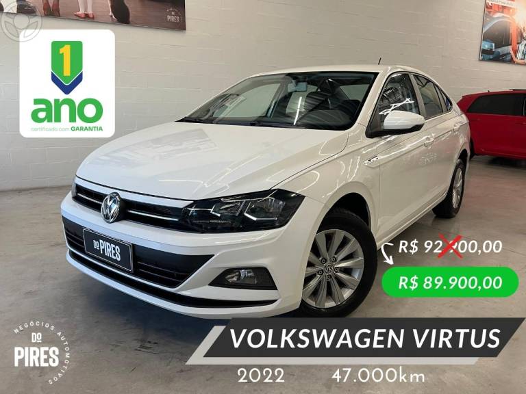 VOLKSWAGEN - VIRTUS 1.0 200 TSI COMFORTLINE AUTOMÁTICO - 2022/2022 - BRANCA - R$ 89.900,00