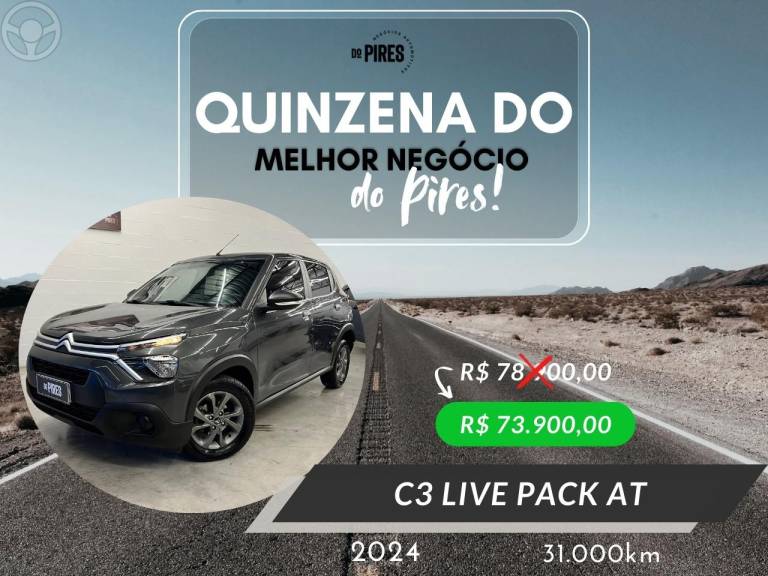 CITROËN - C3 1.6 LIVE PACK 16V FLEX 4P AUTOMÁTICO - 2023/2024 - CINZA - R$ 73.900,00