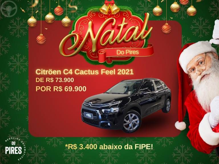 CITROËN - C4 CACTUS 1.6 VTI FEEL FLEX 4P AUTOMATICO - 2020/2021 - PRETA - R$ 69.900,00