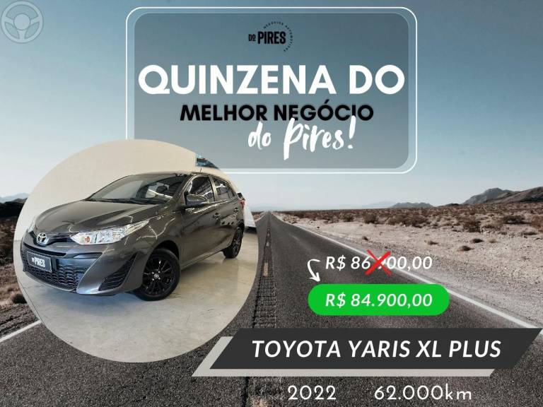 TOYOTA - YARIS 1.5 16V XL PLUS TECH FLEX AUTOMÁTICO - 2021/2022 - CINZA - R$ 84.900,00