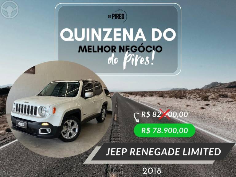 JEEP - RENEGADE 1.8 16V FLEX LIMITED 4P AUTOMÁTICO - 2018/2018 - BRANCA - R$ 78.900,00
