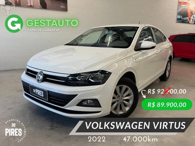 VOLKSWAGEN - VIRTUS 1.0 200 TSI COMFORTLINE AUTOMÁTICO - 2022/2022 - BRANCA - R$ 89.900,00