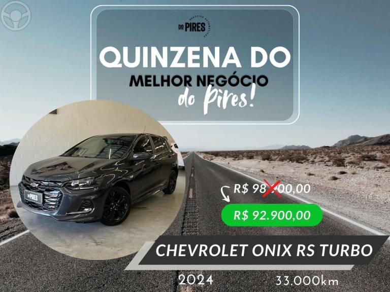 CHEVROLET - ONIX 1.0 HATCH RS 12V TURBO 4P AUTOMÁTICO - 2023/2024 - CINZA - R$ 92.900,00